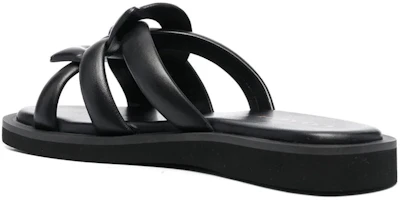 Shop (Women) Coach Georgie Leather Flat Slide 'Black Woven' C8983_BLK