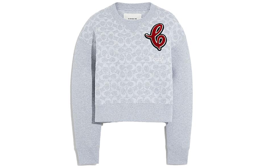 (Women) Coach Grey Graphic Print Pullover Sweater - Crewneck Long Sleeve C6153-SLO