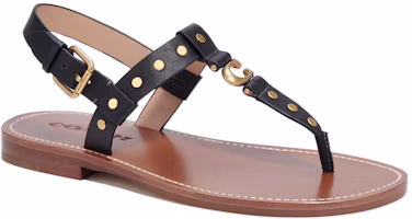 Order COACH蔻馳 Hailee 皮革 鈕扣舒適 時尚涼拖 女款 棕色