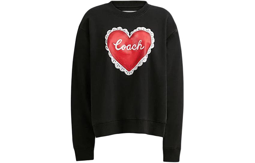 Order (W) Coach 愛心標誌印花黑色圓領衛衣 SS24 系列 CQ141-BLK