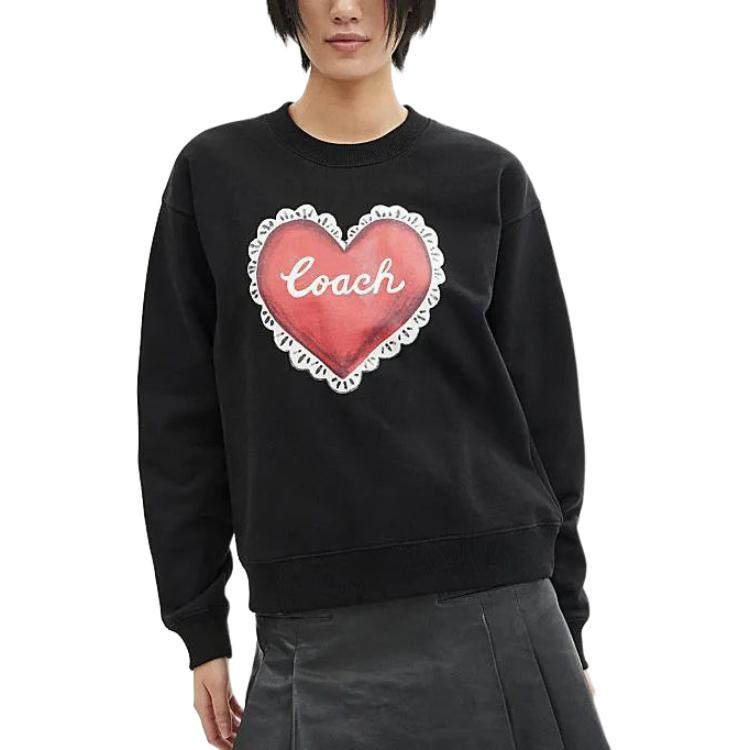 Lookbook (W) Coach 愛心標誌印花黑色圓領衛衣 SS24 系列 CQ141-BLK