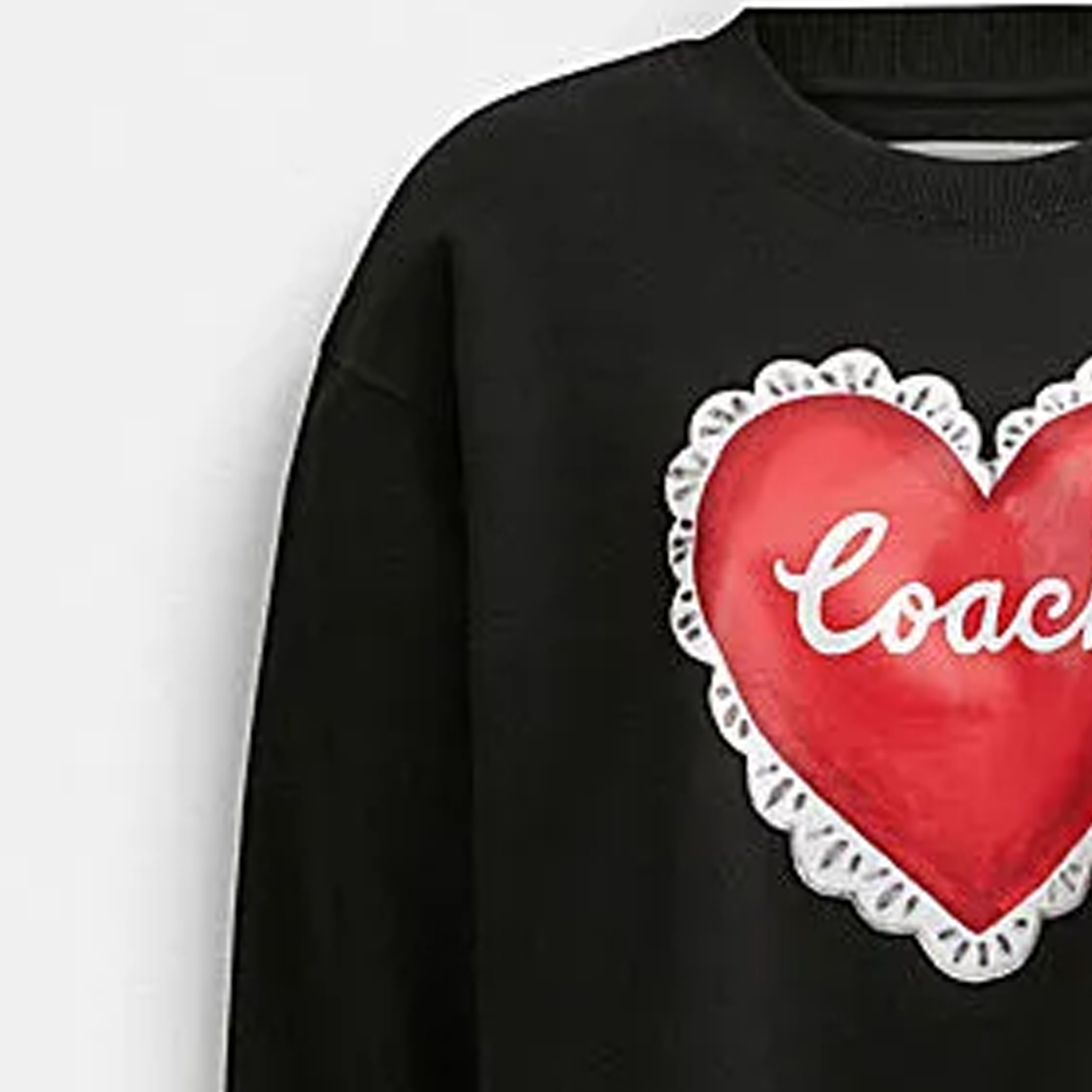 Shop (W) Coach 愛心標誌印花黑色圓領衛衣 SS24 系列 CQ141-BLK