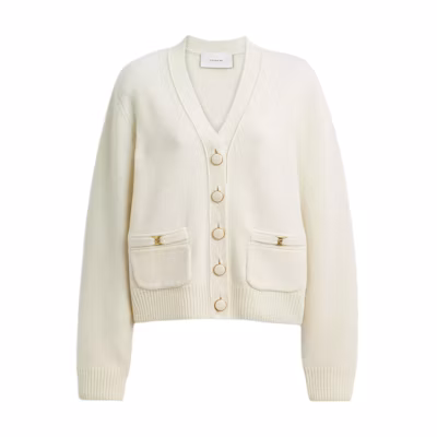 (Women) COACH Heritage C Button-Up Sweater White CX133-WHT