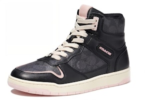 (Women) Coach High-Top Lace-Up Sneaker 'Black Leather Canvas' CD304_BLK (Women) Coach High-Top Lace-Up Sneaker 'Black Leather Canvas' CD304_BLK