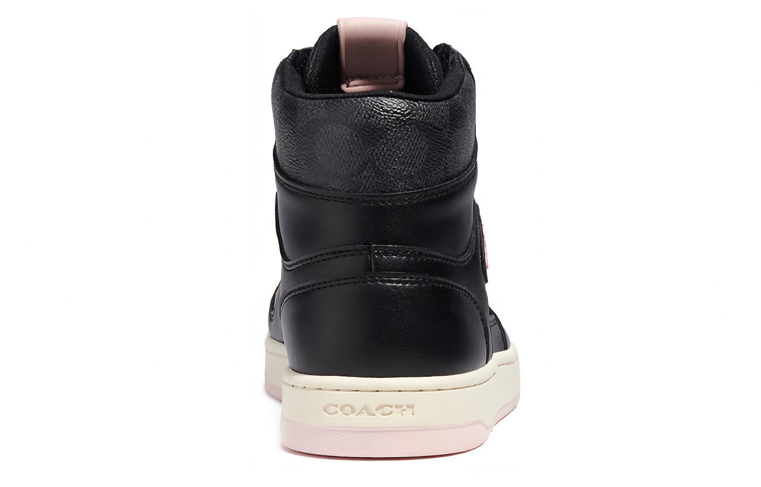 Lookbook (W) Coach High-Top Lace-Up Sneaker 'Kanvas Kulit Hitam'. CD304_BLK