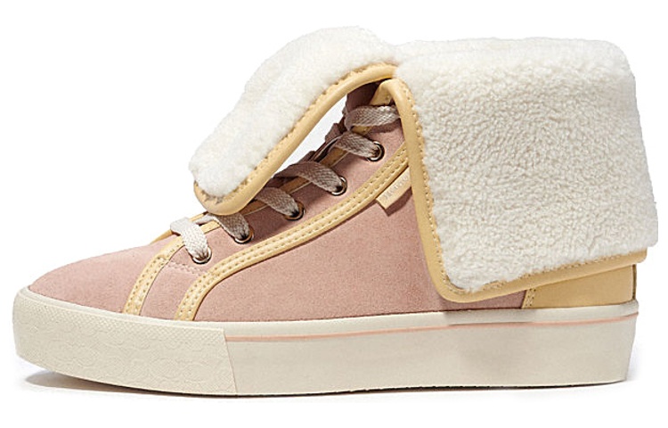 (Women) Coach High-Top Leather Sneakers 'Pink Lace-Up' CE903-V4P