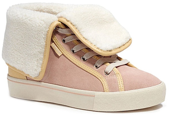 (Women) Coach High-Top Leather Sneakers 'Pink Lace-Up' CE903-V4P Lookbook (Women) Coach High-Top Leather Sneakers 'Pink Lace-Up' CE903-V4P