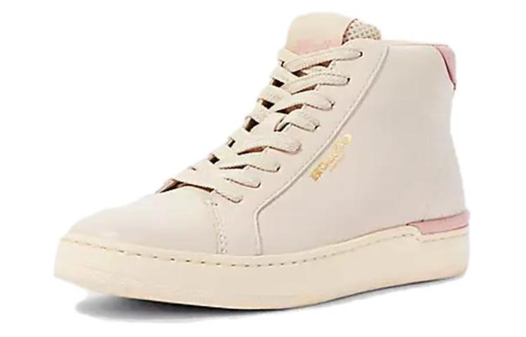 Lookbook COACH蔻馳 皮革 圓頭舒適 高幫 板鞋 女款 粉色