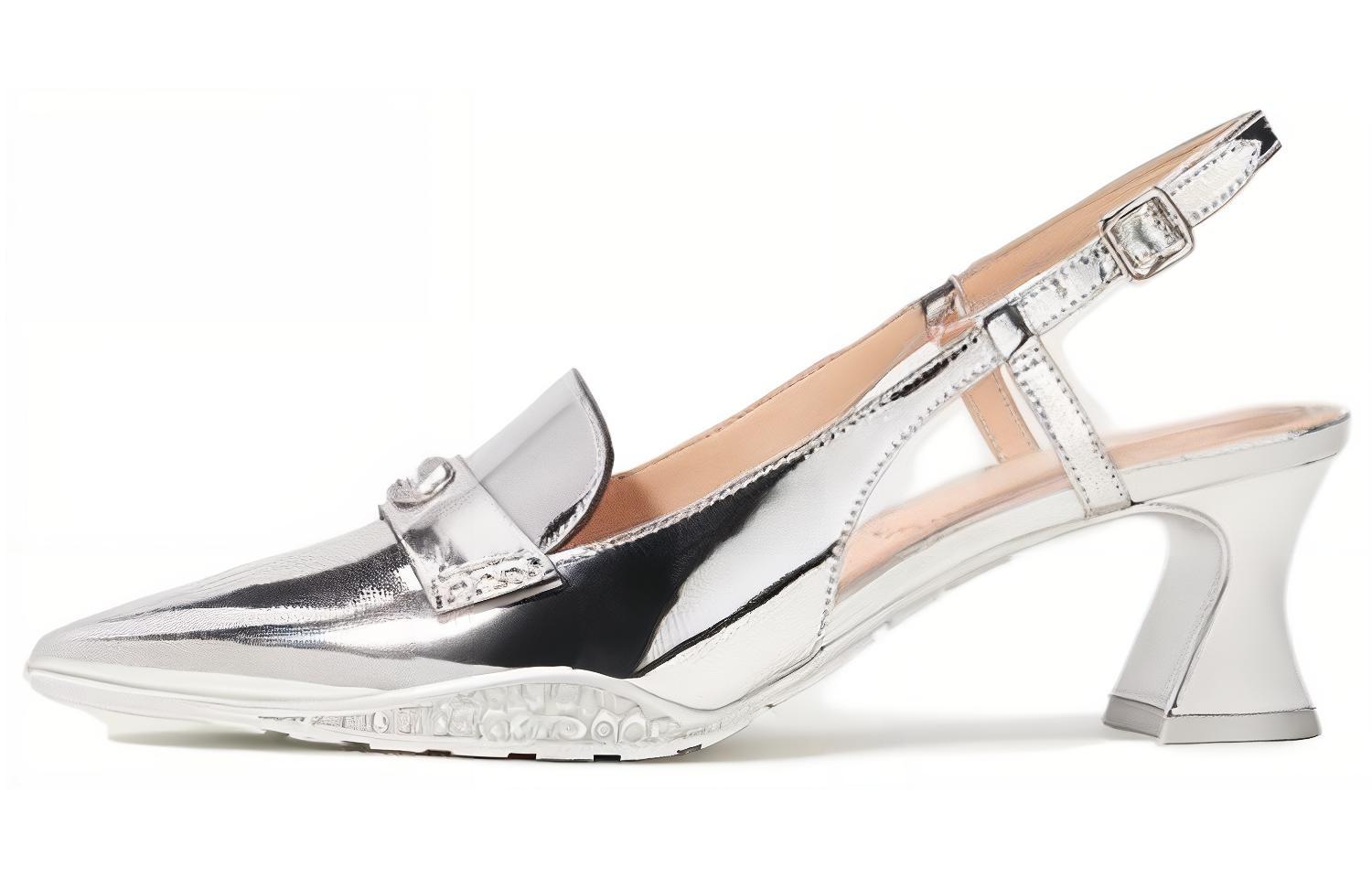 (Women) Coach Hybrid 'Silver Buckle Pointed Toe' CM763_SLV