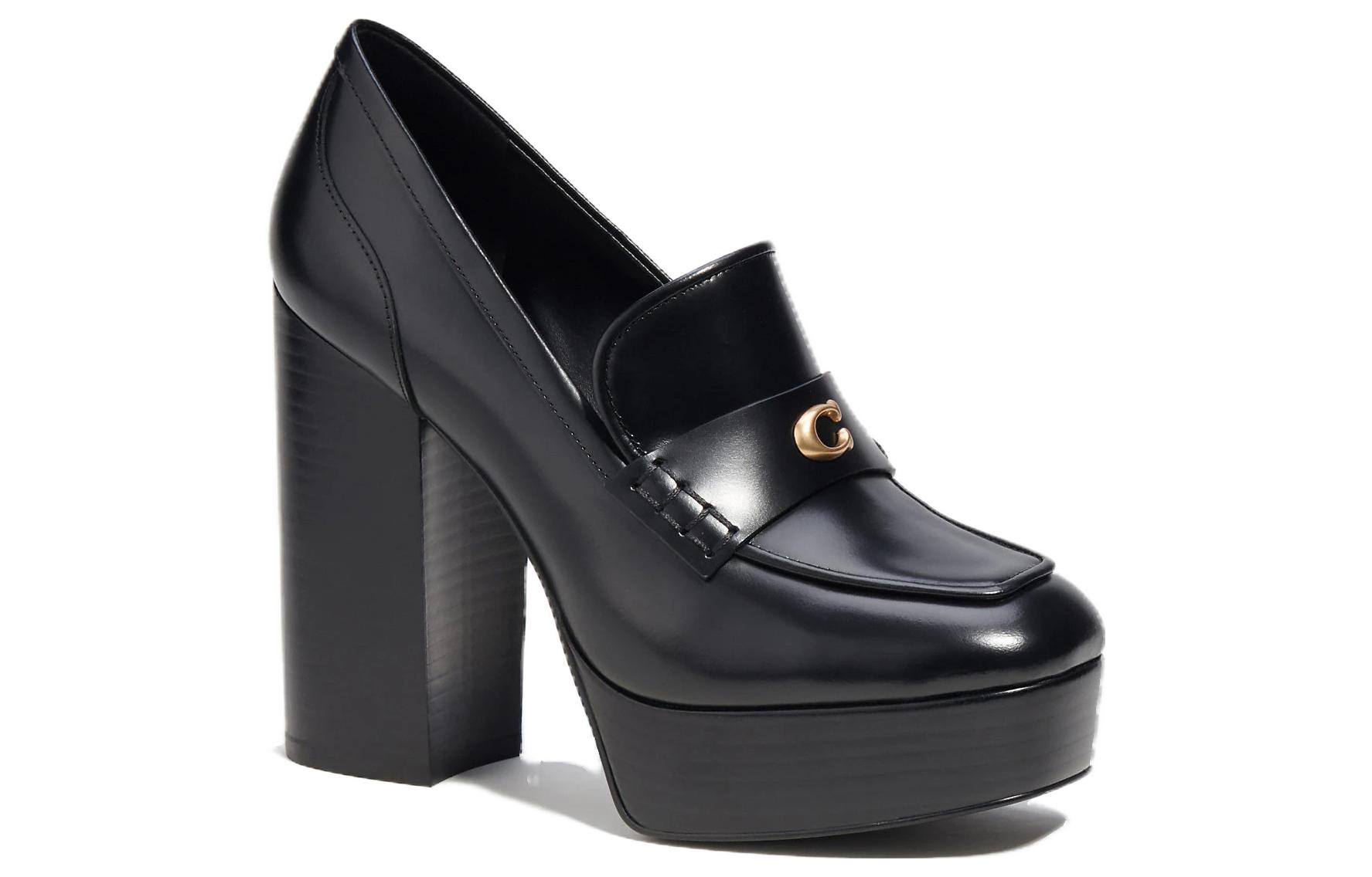 Order (W) 蔻驰 Ilyse 黑色方头粗跟鞋 CN142_BLK