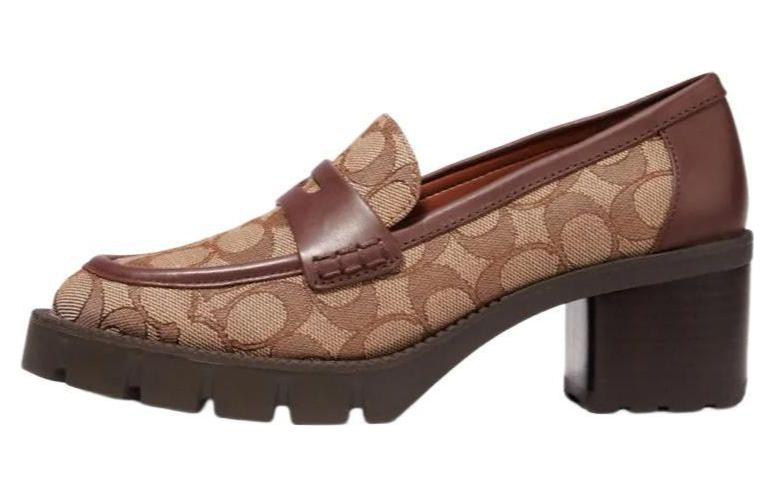 Buy (W) Escarpins en cuir Coach ''Élégance Mode Talon Épais'' Kaki CC949_UR1