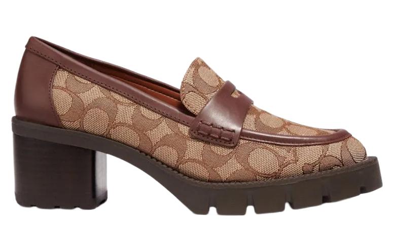 Order (W) Escarpins en cuir Coach ''Élégance Mode Talon Épais'' Kaki CC949_UR1
