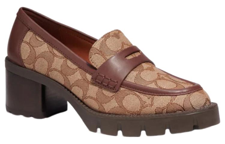 Lookbook (W) Escarpins en cuir Coach ''Élégance Mode Talon Épais'' Kaki CC949_UR1