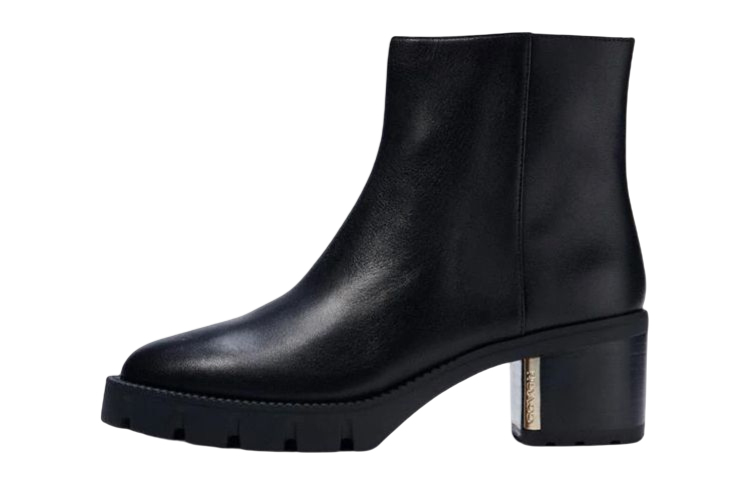 (W) Coach Leather Ankle Boot 'Black'