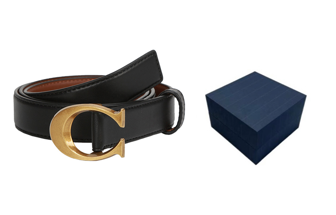 Sizing (W) COACH 真皮黑色腰帶 2.5公分 F83960-B4FD7