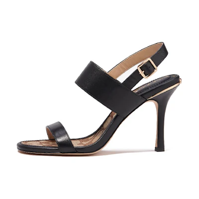 (W) Coach Leather Buckle High-Heel Sandal 'Black Fashion'