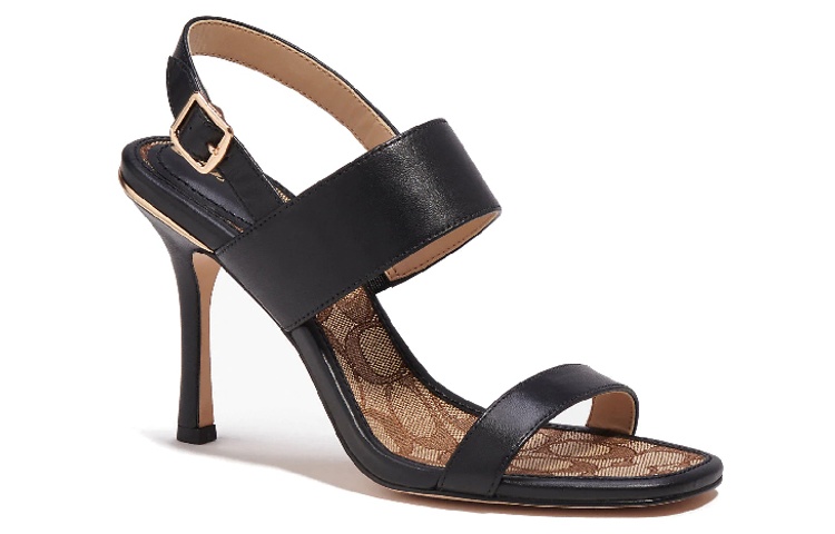 (W) Coach Leather Buckle High-Heel Sandal 'Black Fashion' 圖 2