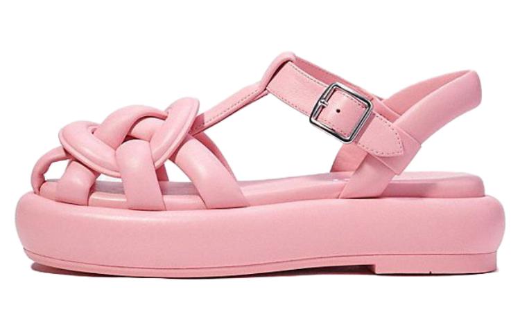 (W) Coach Leather Buckle Platform Round Toe Sandal 'Pink'