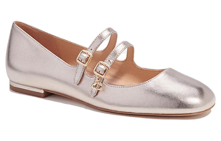 (W) Coach Leather Buckle Round Toe Mary Jane 'Gold' 圖 3