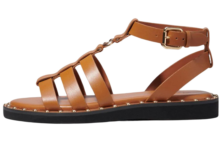 (Women) Coach Leather Buckle Round Toe Open-Toe Slide 'Brown Fashion' CA488_Q8C