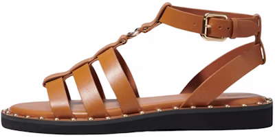 (Women) Coach Leather Buckle Round Toe Open-Toe Slide 'Brown Fashion' CA488_Q8C (Women) Coach Leather Buckle Round Toe Open-Toe Slide 'Brown Fashion' CA488_Q8C