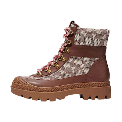 (W) Coach Leather Classic Signature Jacquard Boot 'Brown'