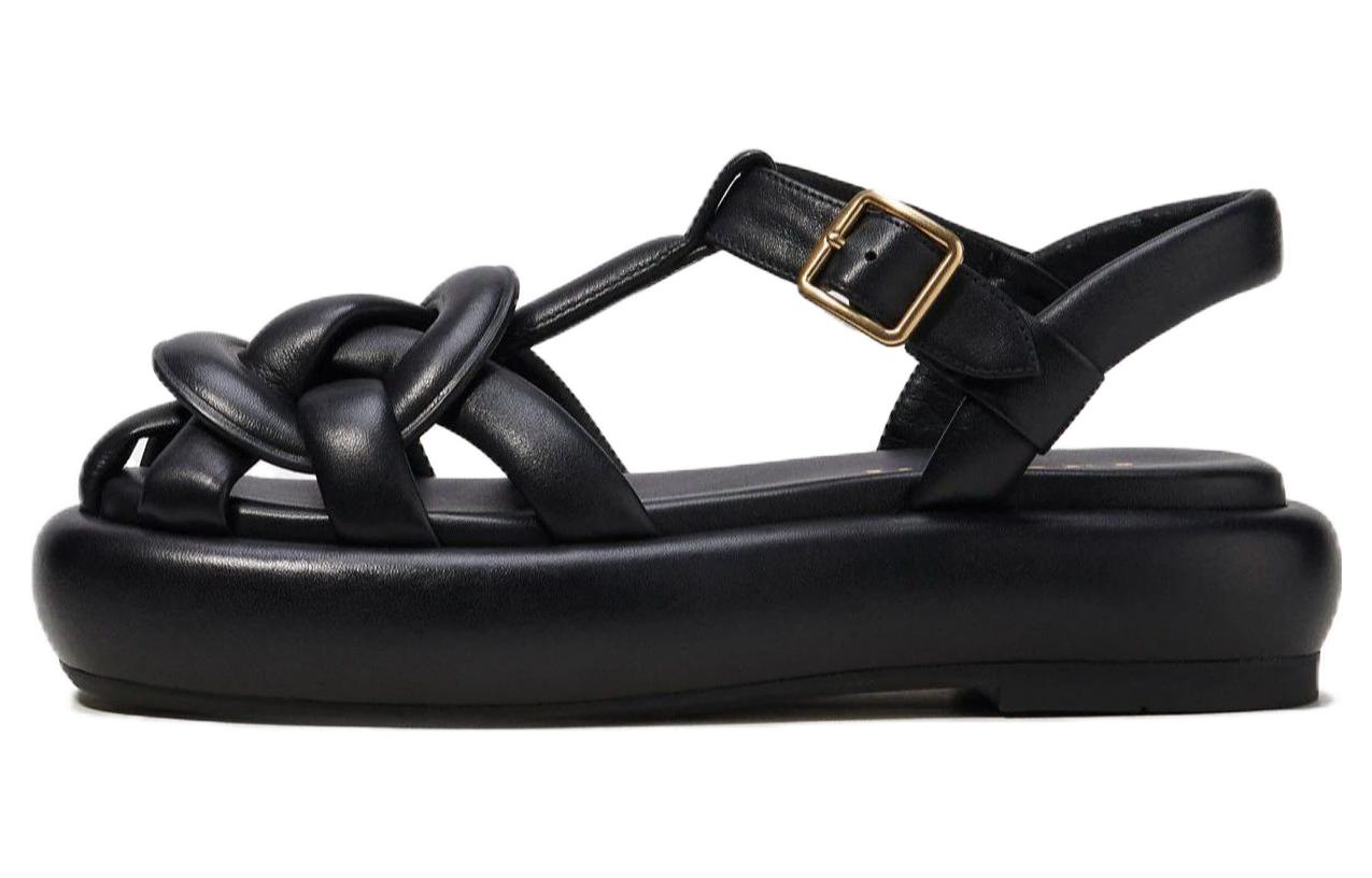 (W) Coach Leather CMFT Buckle Sandal 'Black'