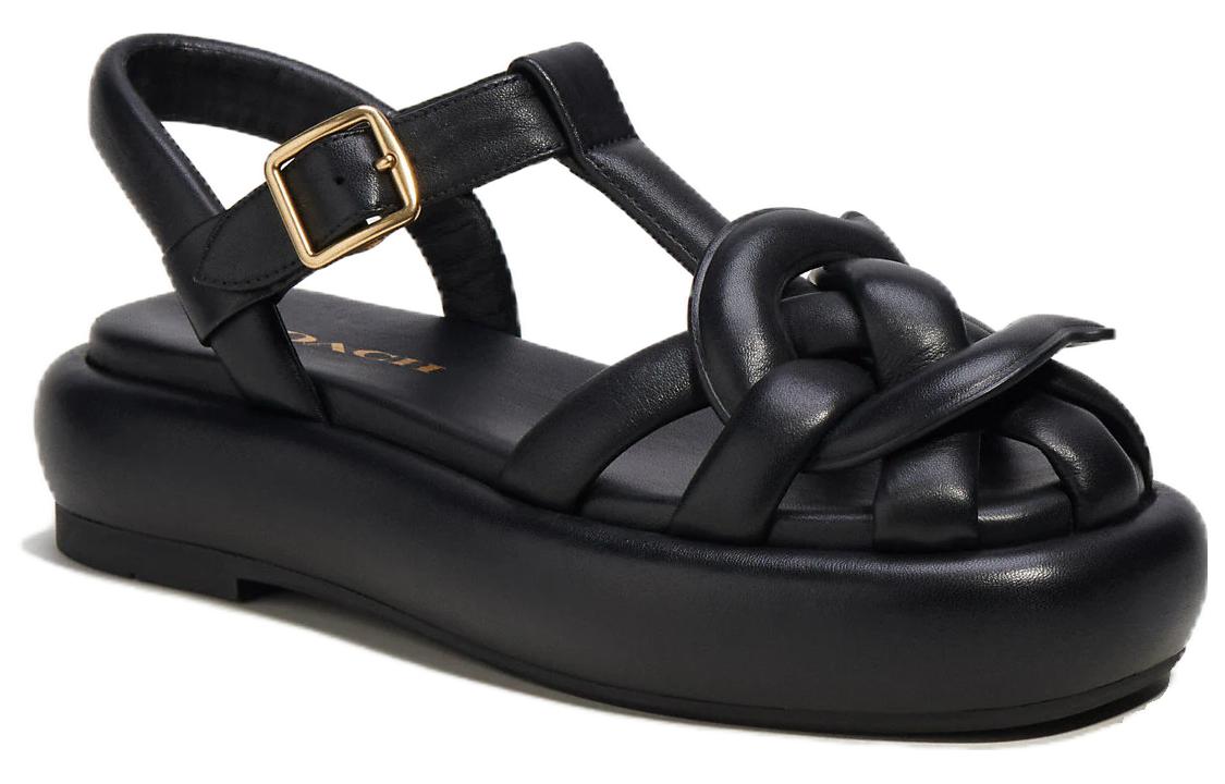 (W) Coach Leather CMFT Buckle Sandal 'Black' 圖 2