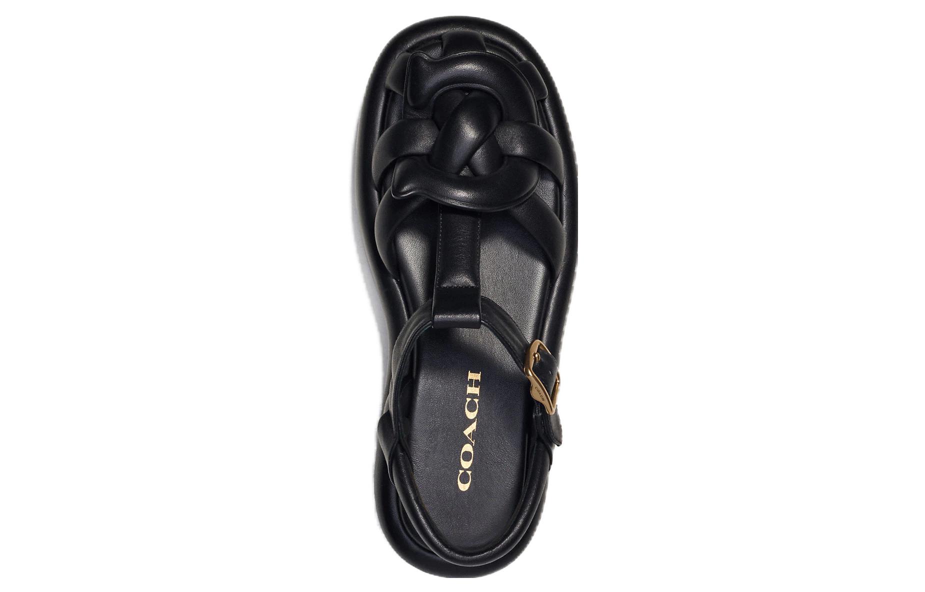 (W) Coach Leather CMFT Buckle Sandal 'Black' 圖 3