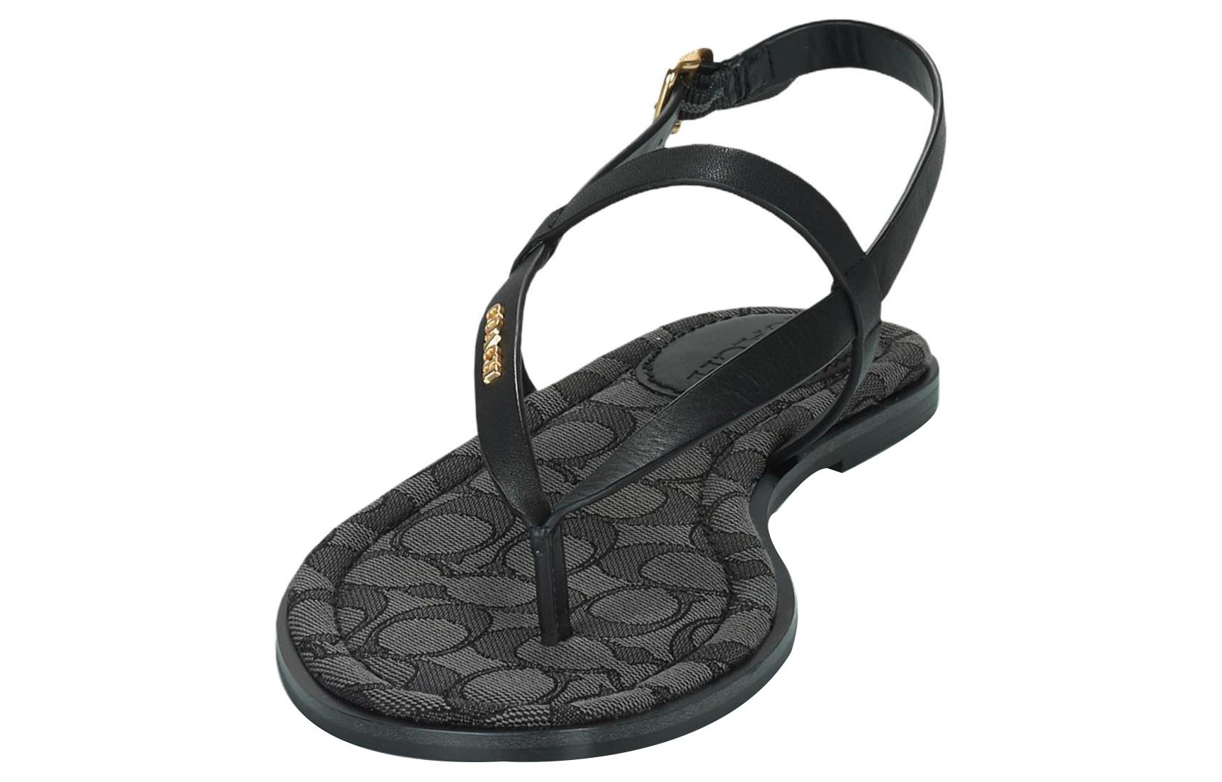 (W) Coach Leather CMFT Fashion Slide Sandals 'Black' 圖 4