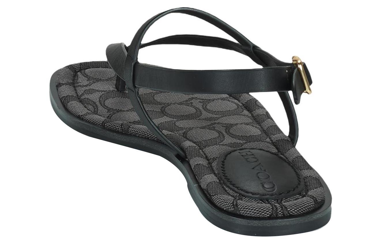 (W) Coach Leather CMFT Fashion Slide Sandals 'Black' 圖 5