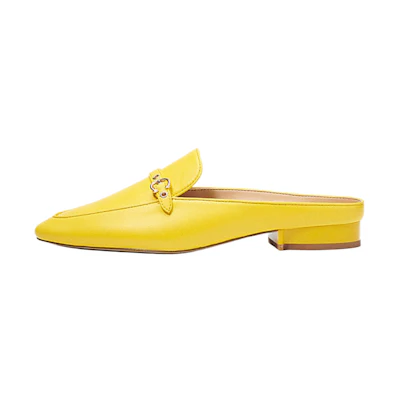 (W) Coach Leather Fashion Mule 'Bright Yellow'