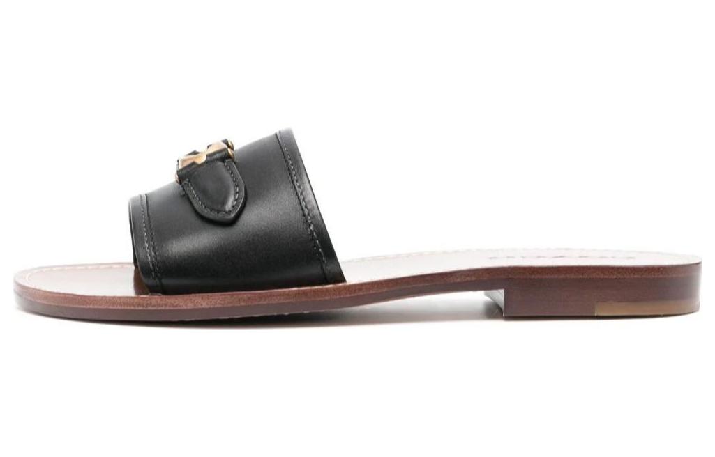 (W) Coach Leather Fashion Peep-Toe Slide 'Brown'