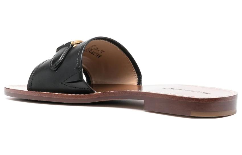 (W) Coach Leather Fashion Peep-Toe Slide 'Brown' 圖 3