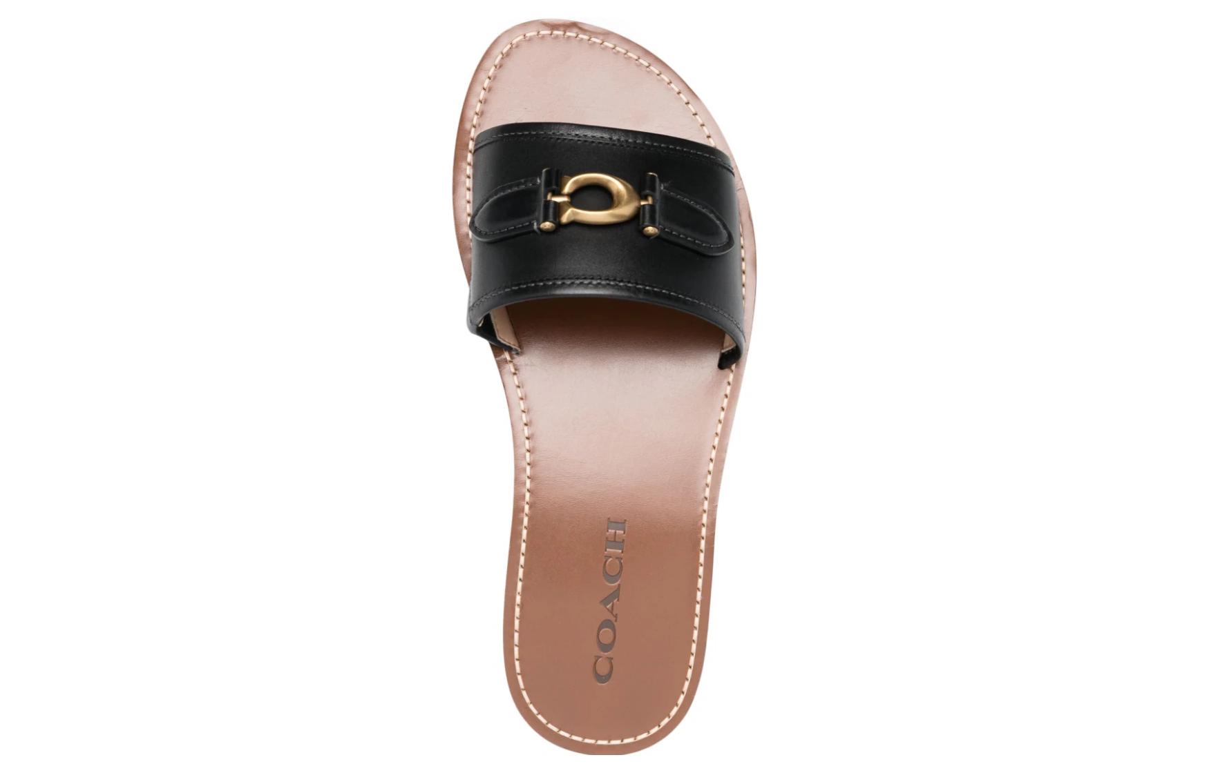 (W) Coach Leather Fashion Peep-Toe Slide 'Brown' 圖 4
