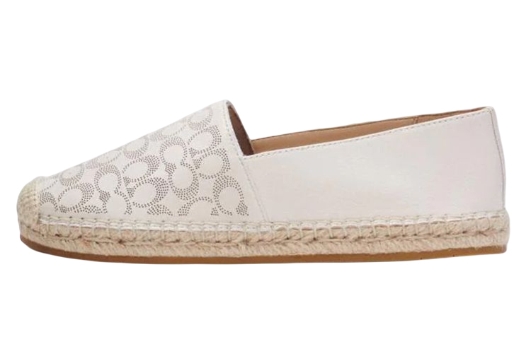 (W) Coach Leather Flat 'Beige'