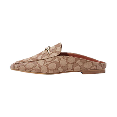 (W) Coach Leather Flat 'Brown'