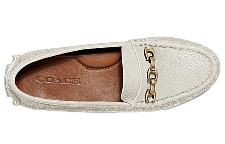(W) Coach Leather Flat 'Metal Logo White' 圖 3