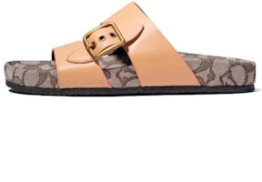 (Women) Coach Leather Flat Sandal 'Fashion Slide Brown' C3954_NAT (Women) Coach Leather Flat Sandal 'Fashion Slide Brown' C3954_NAT