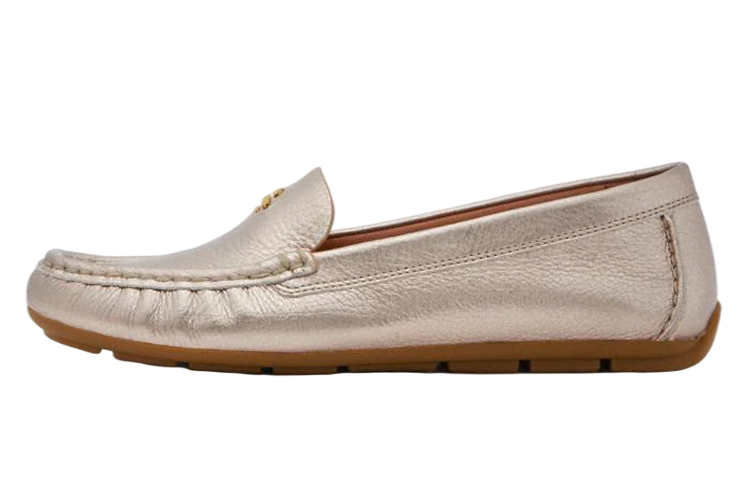 (W) Coach Leather Flats 'Gold'