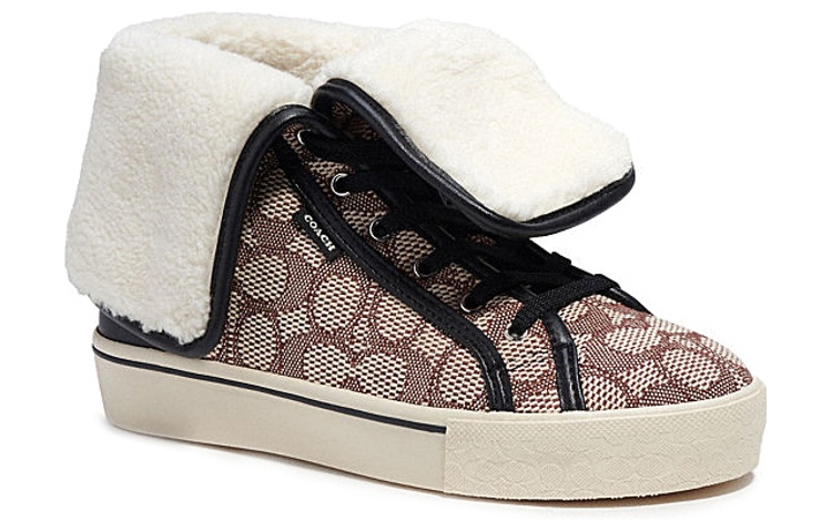 (W) Coach Leather High-Top Fashion Sneakers 'Light Brown' 圖 2