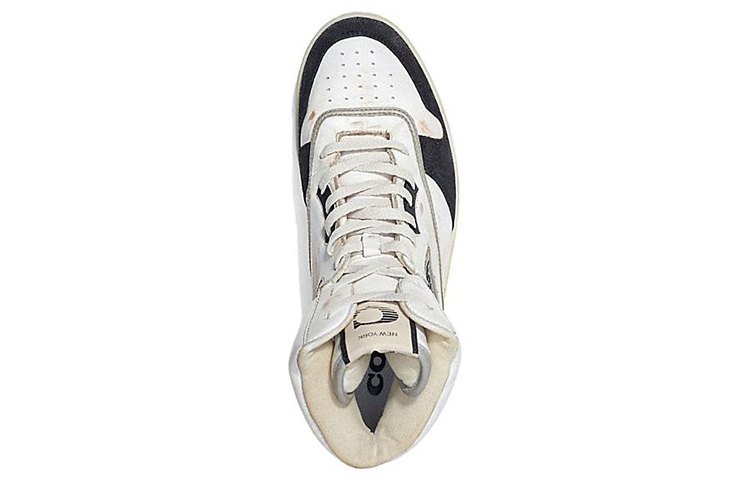 (W) Coach Leather High-Top Lace-Up Sneakers 'Beige Black' 圖 4