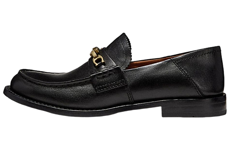 (W) Coach Leather Loafer 'Metallic Logo Black'