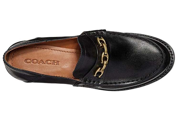 (W) Coach Leather Loafer 'Metallic Logo Black' 圖 3