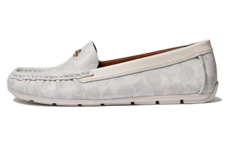 (W) Coach Leather Loafer 'White Grey'