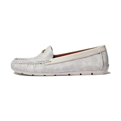 (W) Coach Leather Loafer 'White Grey'
