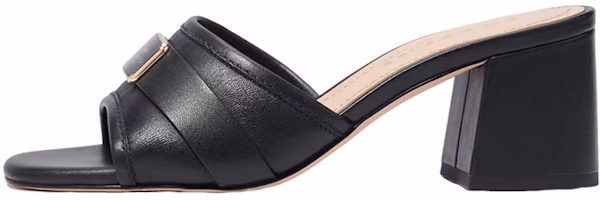 (Women) Coach Leather Open-Toe Chunky Heel Slides 'Black Fashion' CI046_BLK (Women) Coach Leather Open-Toe Chunky Heel Slides 'Black Fashion' CI046_BLK