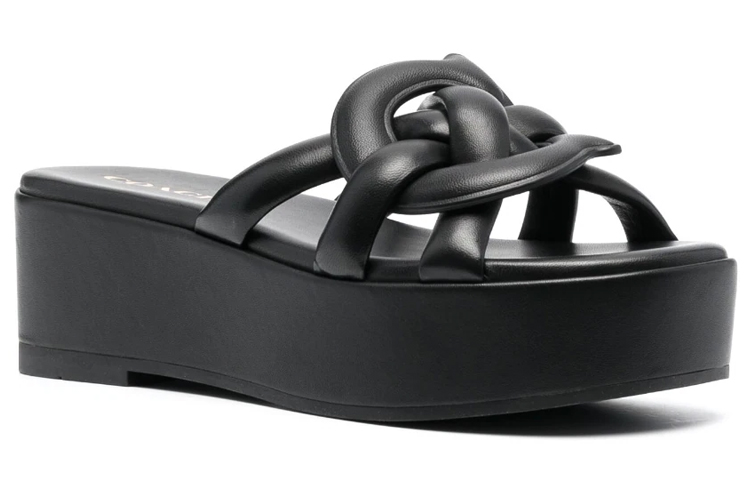 (W) Coach Leather Platform Open-Toe Slide 'Black' 圖 2