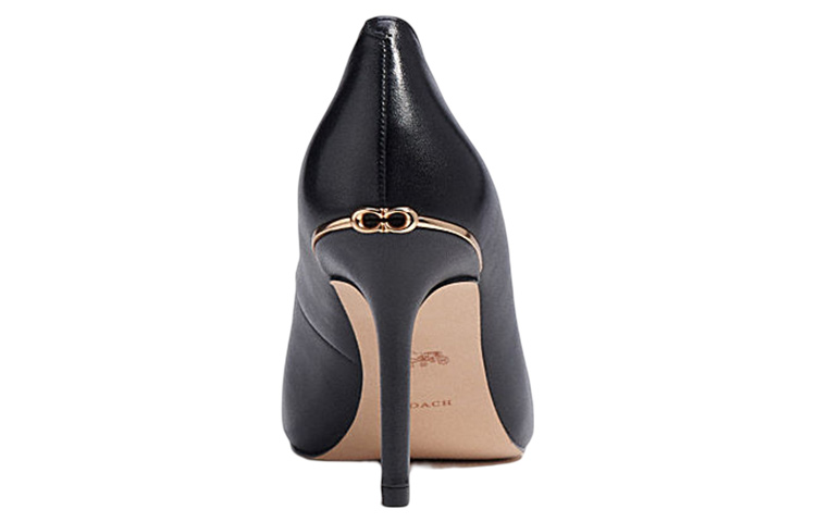 Purchase (Women) Coach Leather Pointed-Toe Stiletto High Heels '9cm Black' CC558_BLK