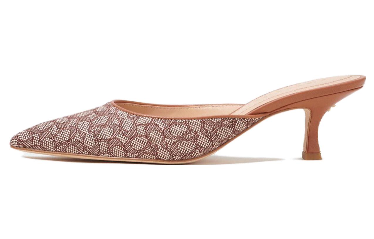 (W) Coach Leather Pointed Toe CMFT Slip-On Mules 'Brown'